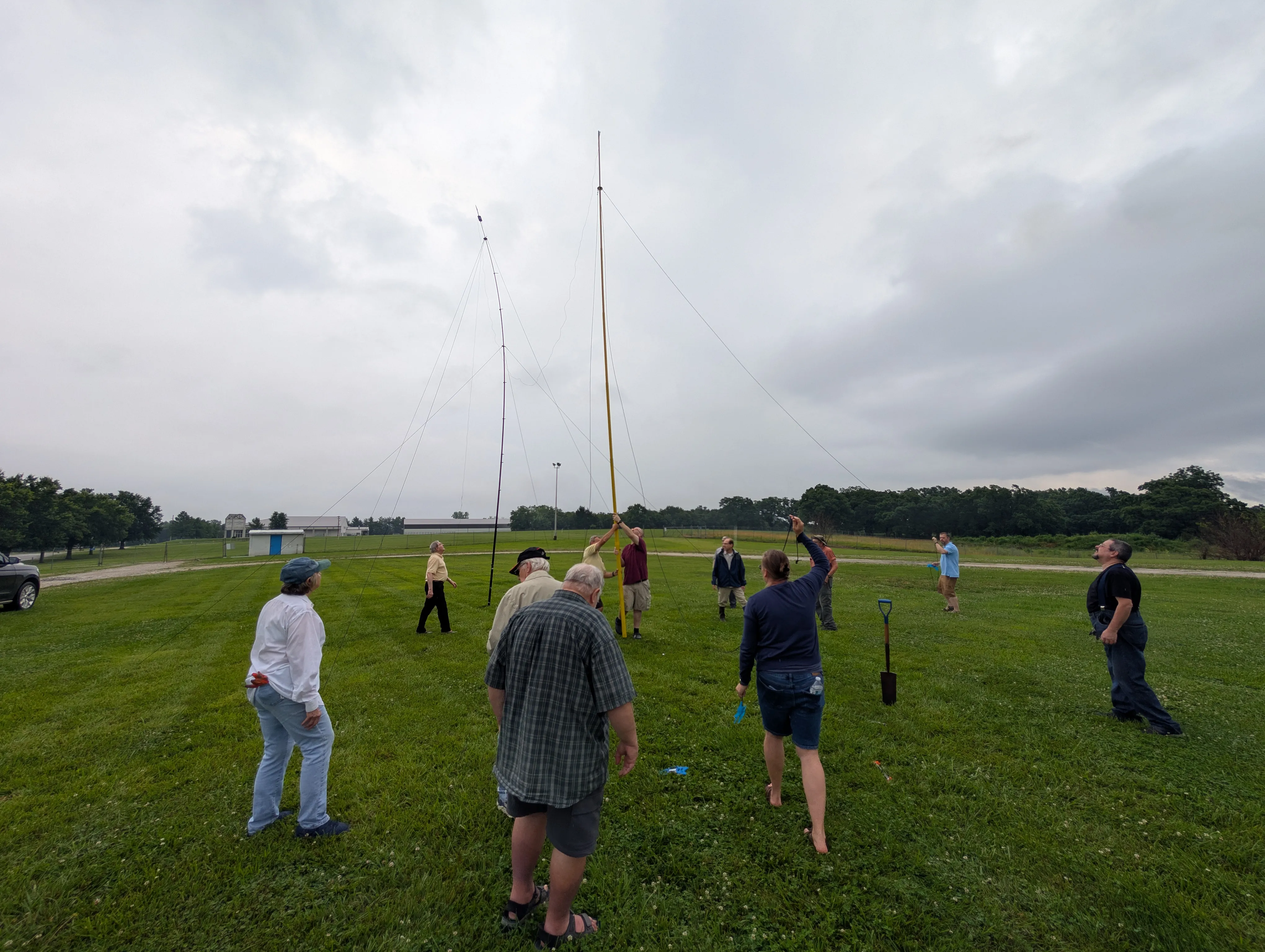 Setting up the antenna for Field Day